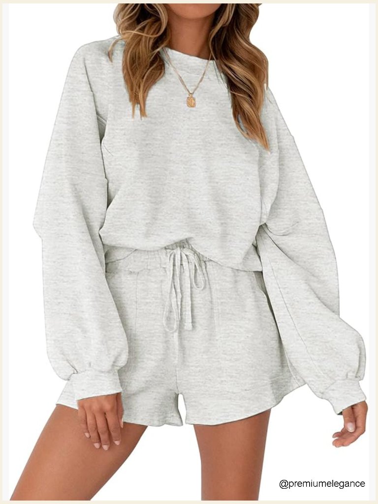 Oversized Batwing Lounge Set - Top & Shorts 2 Piece Sweatsuit